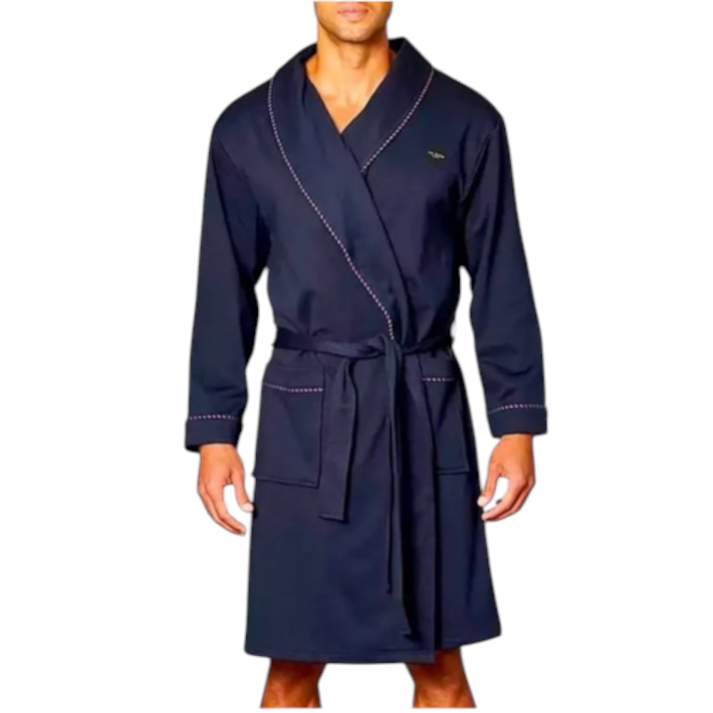 Ted Baker Men’s Brushed Ponte piped robe. Navy. Sz L/XL